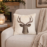 Ivory Faux Fur Deer Decorative Pillow - Image 1