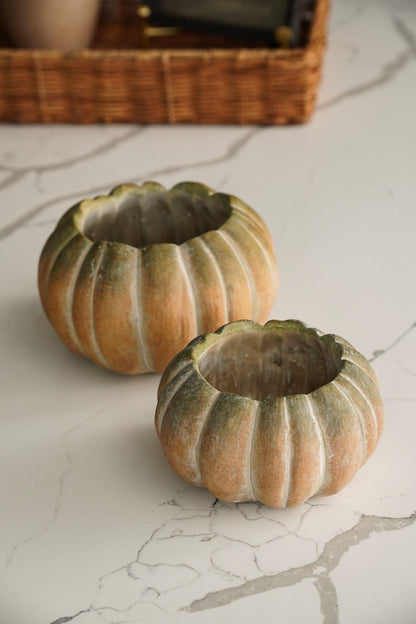 Weathered Cement Pumpkin Decorative Bowl - Image 2