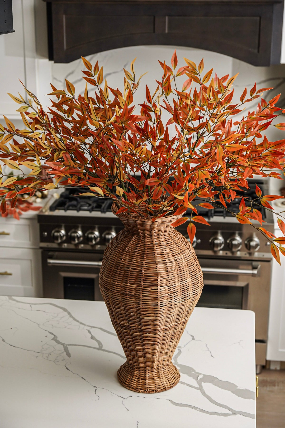 Tall Handwoven Rattan Decorative Vase - Image 3