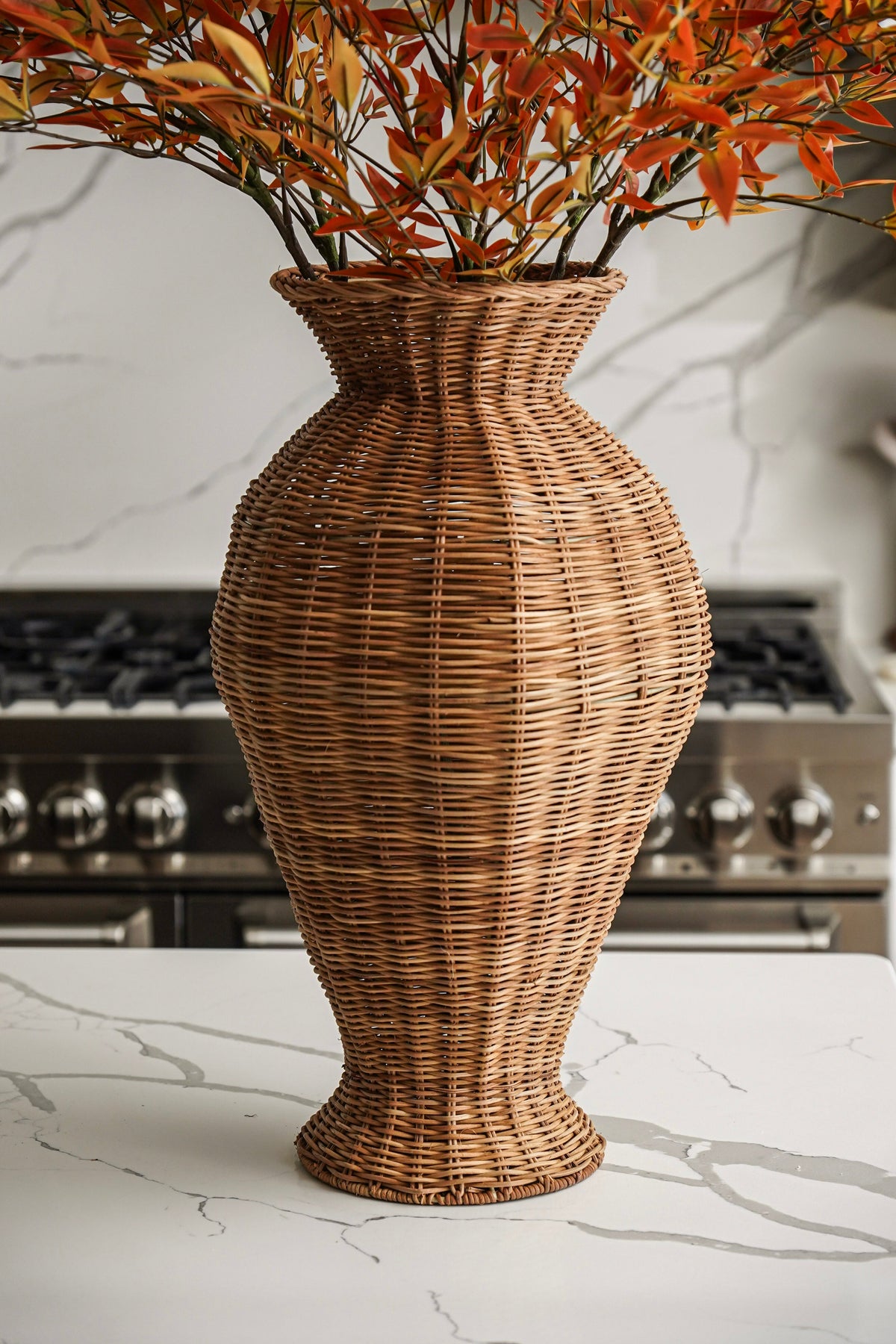 Tall Handwoven Rattan Decorative Vase - Image 2