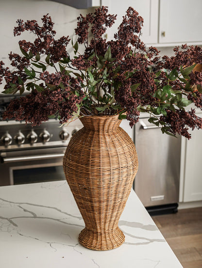 Tall Handwoven Rattan Decorative Vase - Image 1