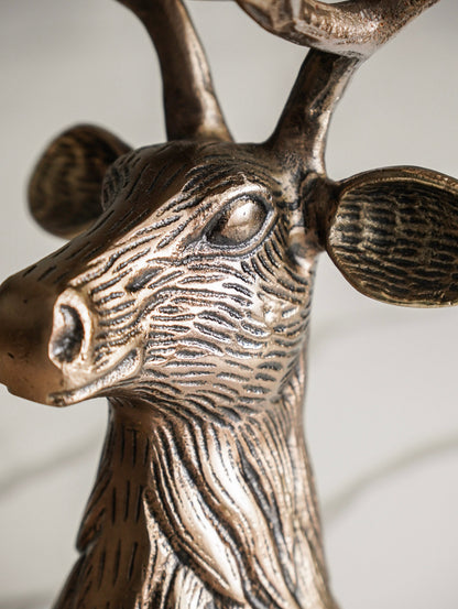 Antique Gold Deer Pedestal Decorative Bowl - Image 2