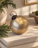 Antique Gold Foil Glass Christmas Ornament - Image 1