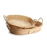 Natural Rattan Handled Trays, Set of 2 - Image 1