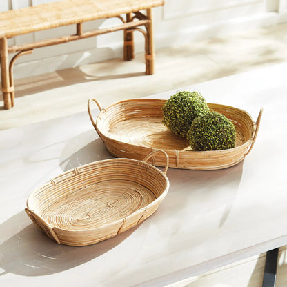 Natural Rattan Handled Trays, Set of 2 - Image 3