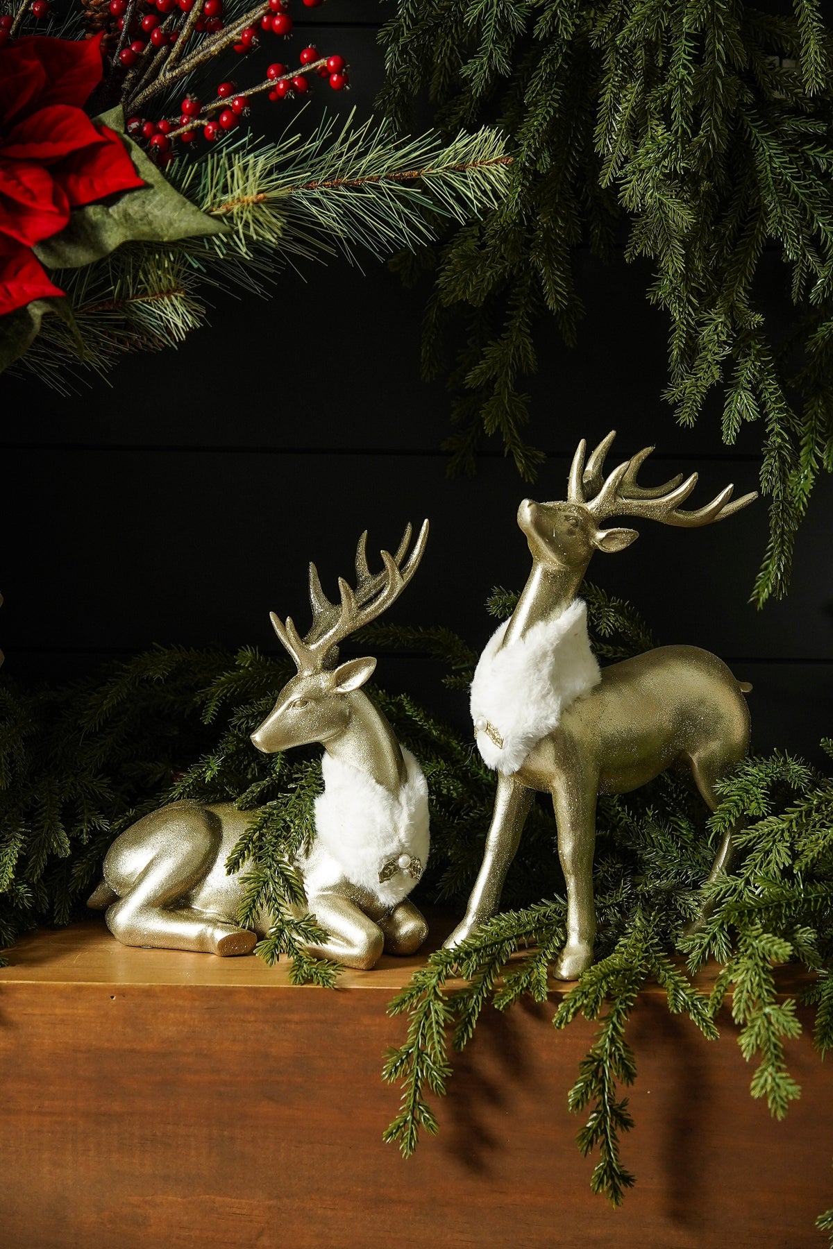 Champagne Gold Deer Figurines, Set of 2 - Image 1