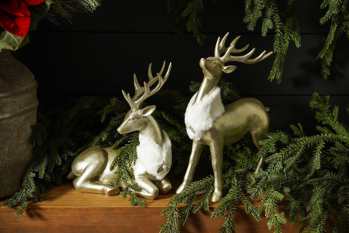 Champagne Gold Deer Figurines, Set of 2 - Image 3
