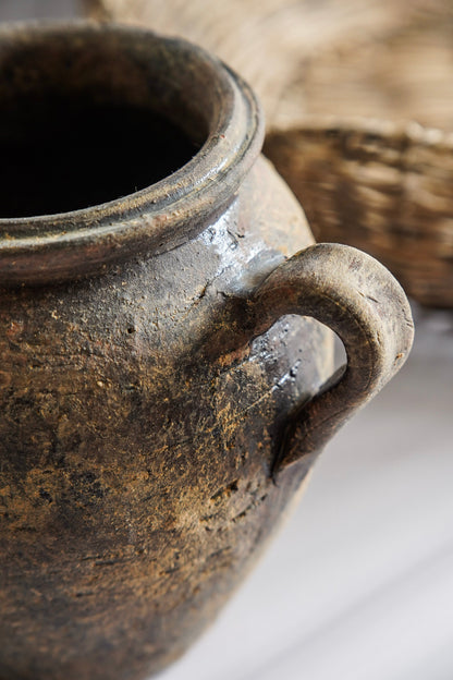 Small Distressed Terracotta Handled Vase - Image 2
