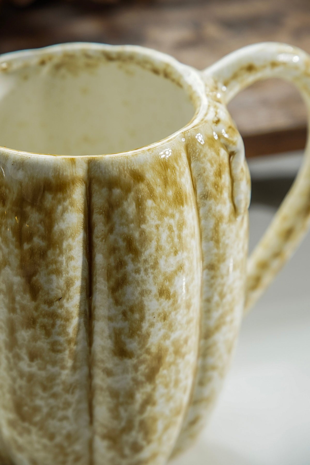 Cream Stoneware Pumpkin Pitcher & Vase - Image 2