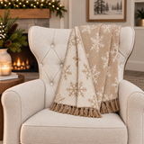 Neutral Jacquard Snowflake Throw Blanket - Image 1