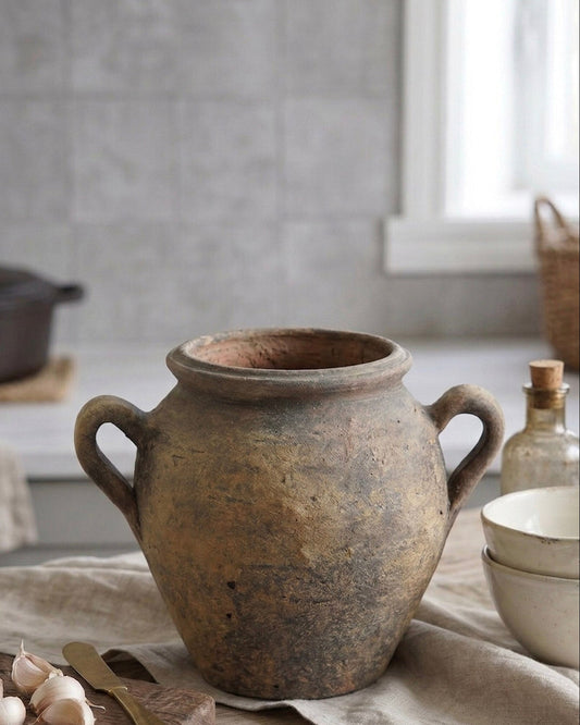 Small Distressed Terracotta Handled Vase - Image 1