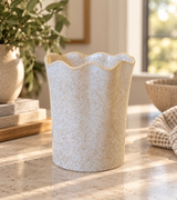 Ivory Scalloped Ceramic Utensil Crock & Vase - Image 1