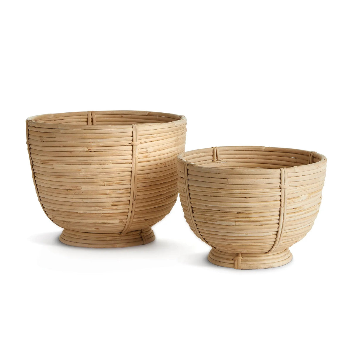 Rattan Footed Display Bowls, Set of 2 - Image 1