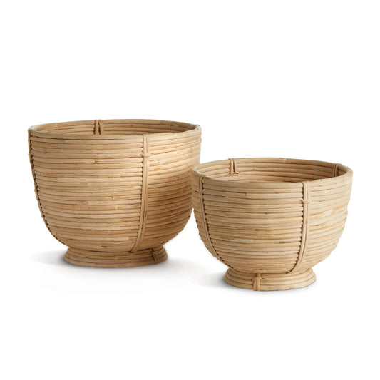Rattan Footed Display Bowls, Set of 2 - Image 1