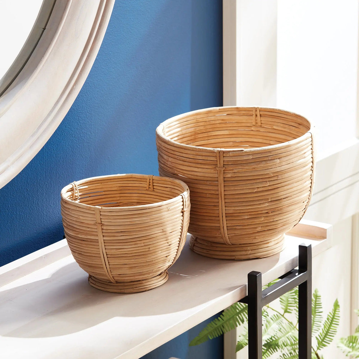 Rattan Footed Display Bowls, Set of 2 - Image 3