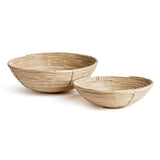 Natural Rattan Low Decorative Bowls, Set of 2 - Image 1