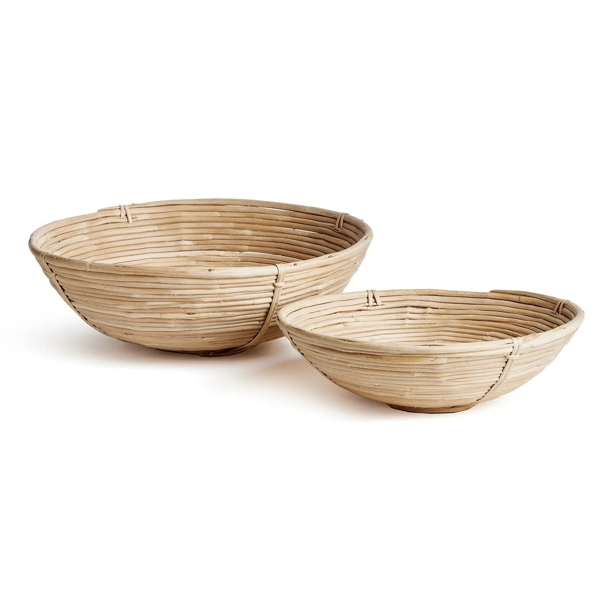 Natural Rattan Low Decorative Bowls, Set of 2 - Image 1