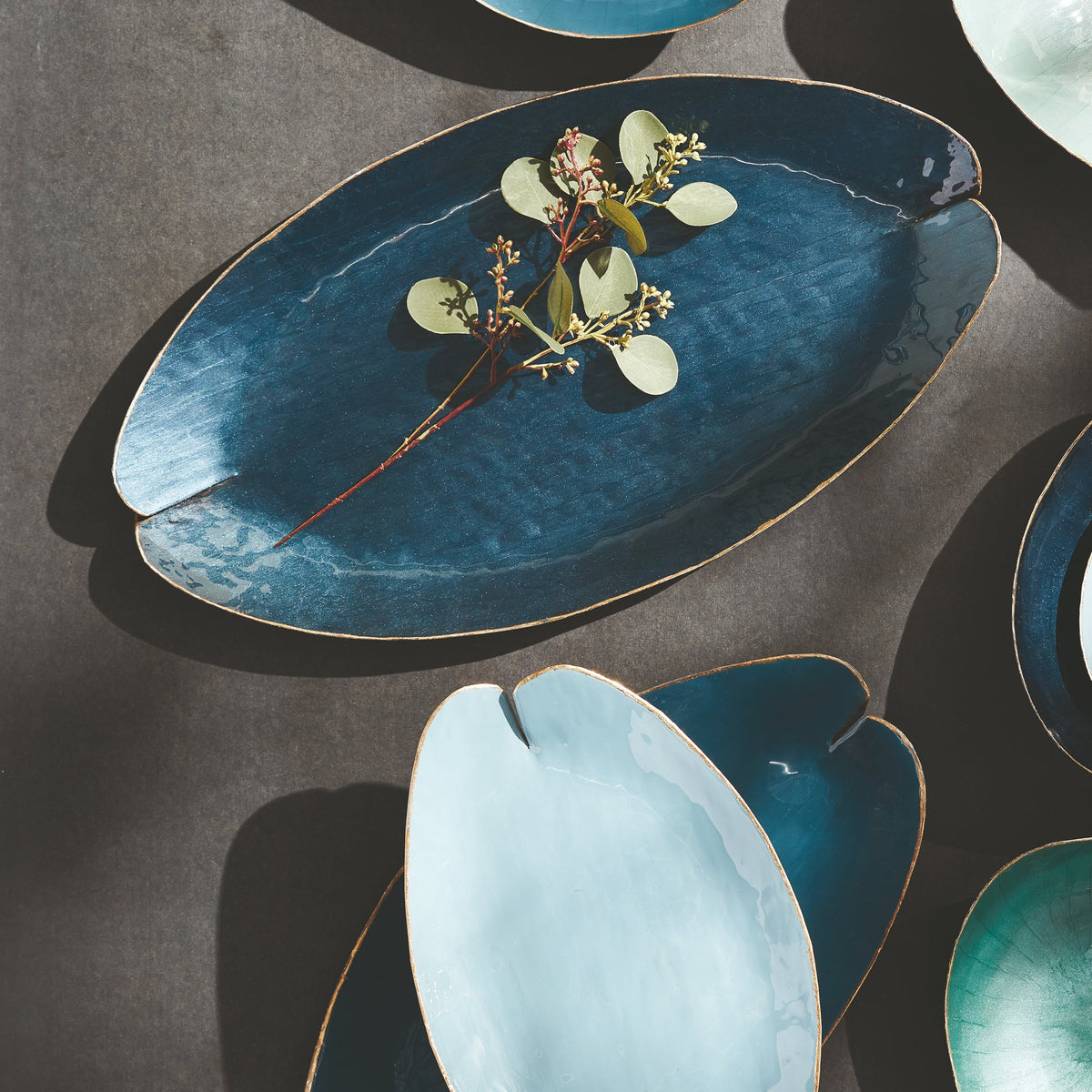 Blue Lily-Pad Decorative Trays, Set of 3 - Image 7