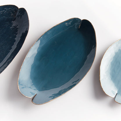 Blue Lily-Pad Decorative Trays, Set of 3 - Image 2