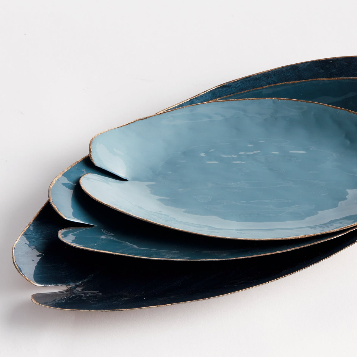 Blue Lily-Pad Decorative Trays, Set of 3 - Image 5