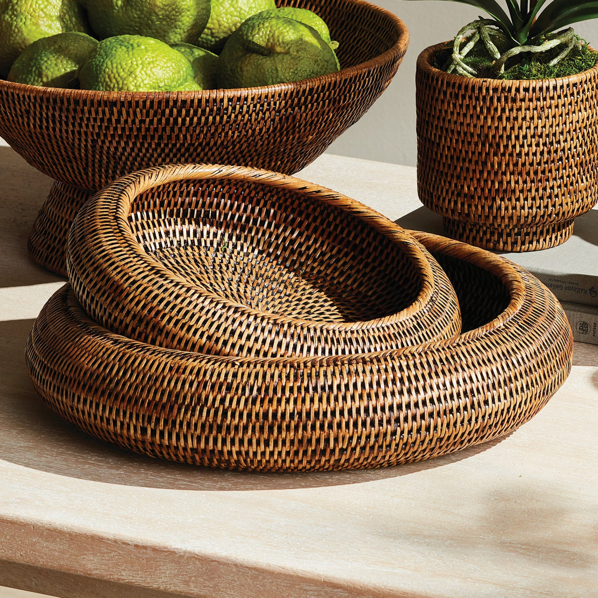 Rattan Shallow Display Bowls, Set of 2 - Image 14
