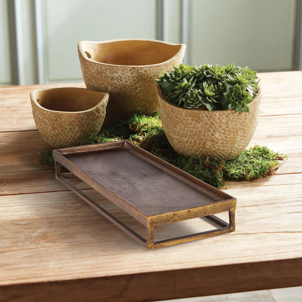Antique Brass Raised Rectangular Display Tray - Image 2