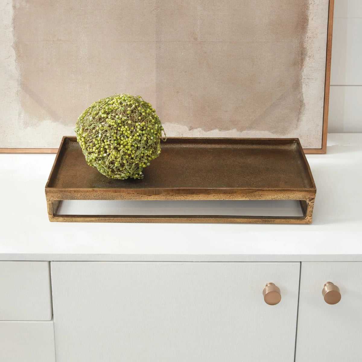Antique Brass Raised Rectangular Display Tray - Image 4