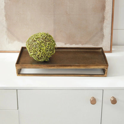 Antique Brass Raised Rectangular Display Tray - Image 4