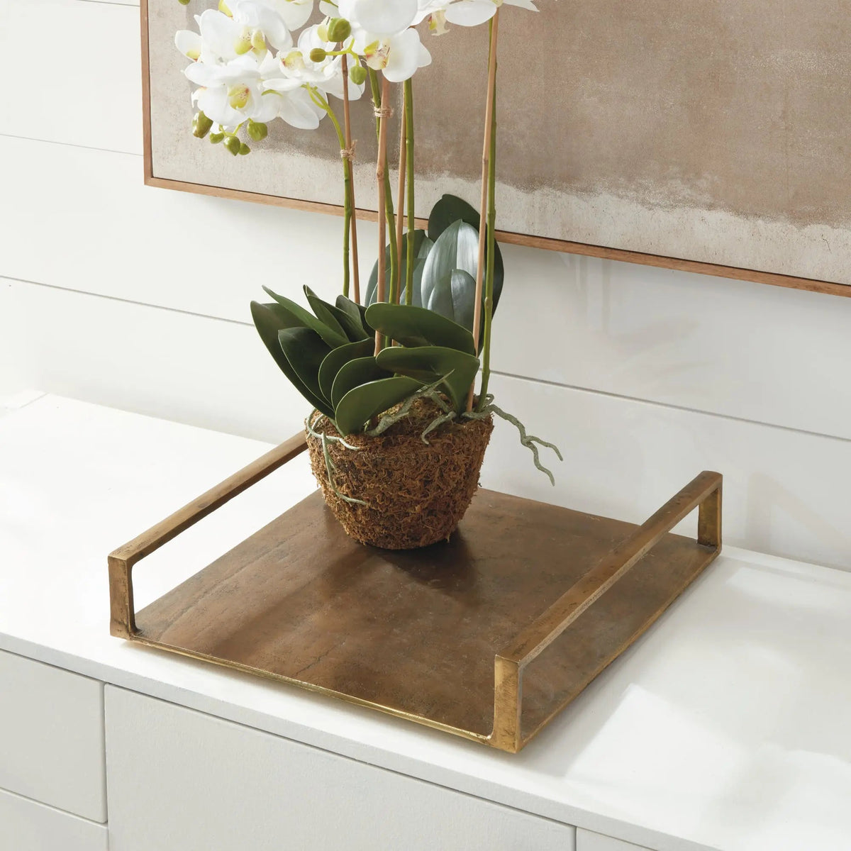 Large Antique Brass Square Decorative Tray - Image 5
