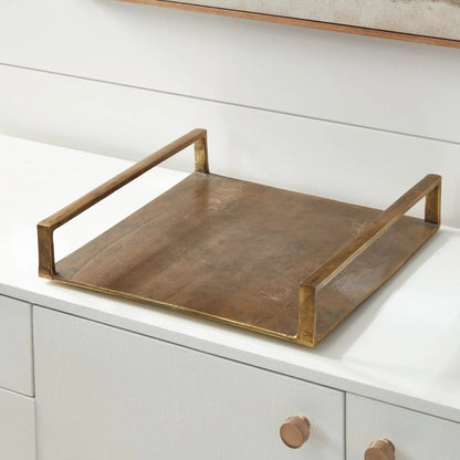 Large Antique Brass Square Decorative Tray - Image 3